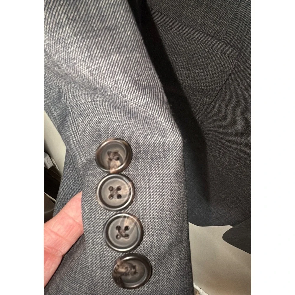 Lauren Gray Textured Suit Jacket Blazer Two Button Lapel Pocket Formal‎
